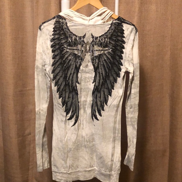 Affliction angel wings long sleeve top size M - Picture 3 of 3